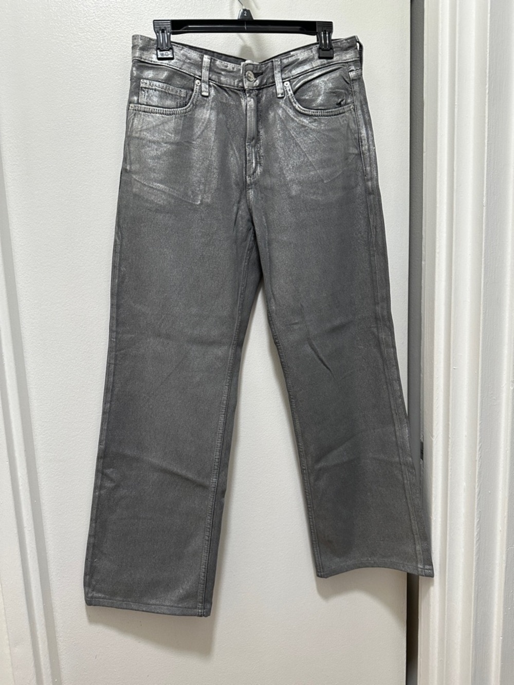 NWOT Zara Silver Wide-Leg Jeans, sz 6